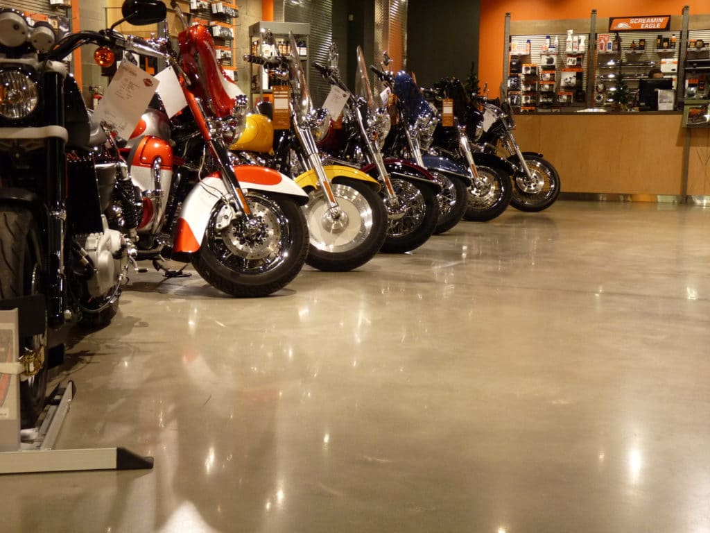 Motorcycle Dealer Polished Concrete Flooring Showroom 1